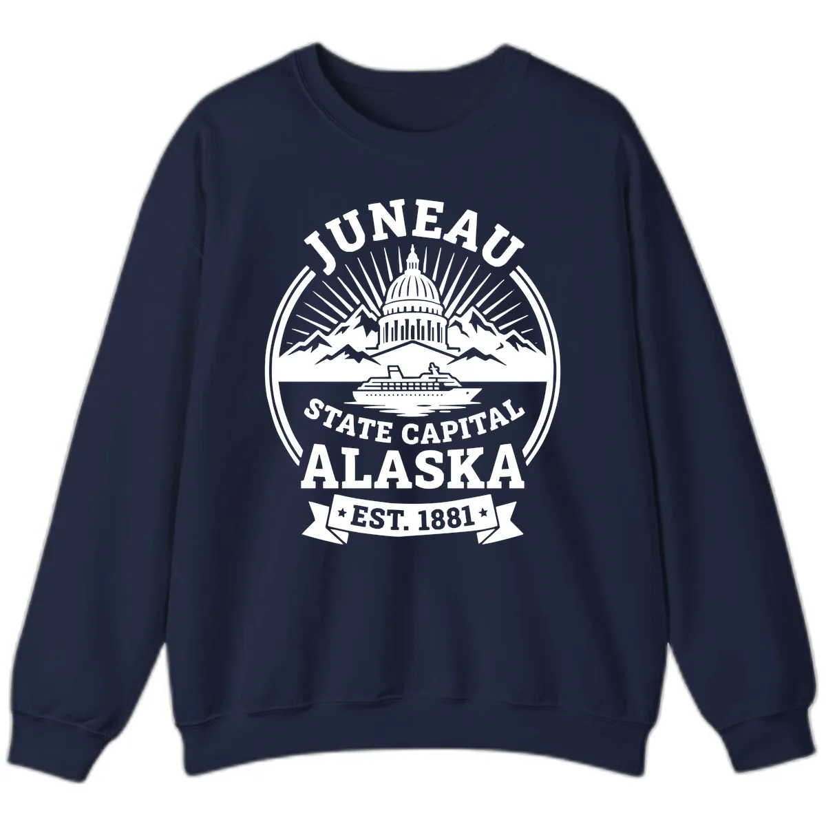 Juneau State Capital Alaska Cruise Badge Sweatshirt in Navy