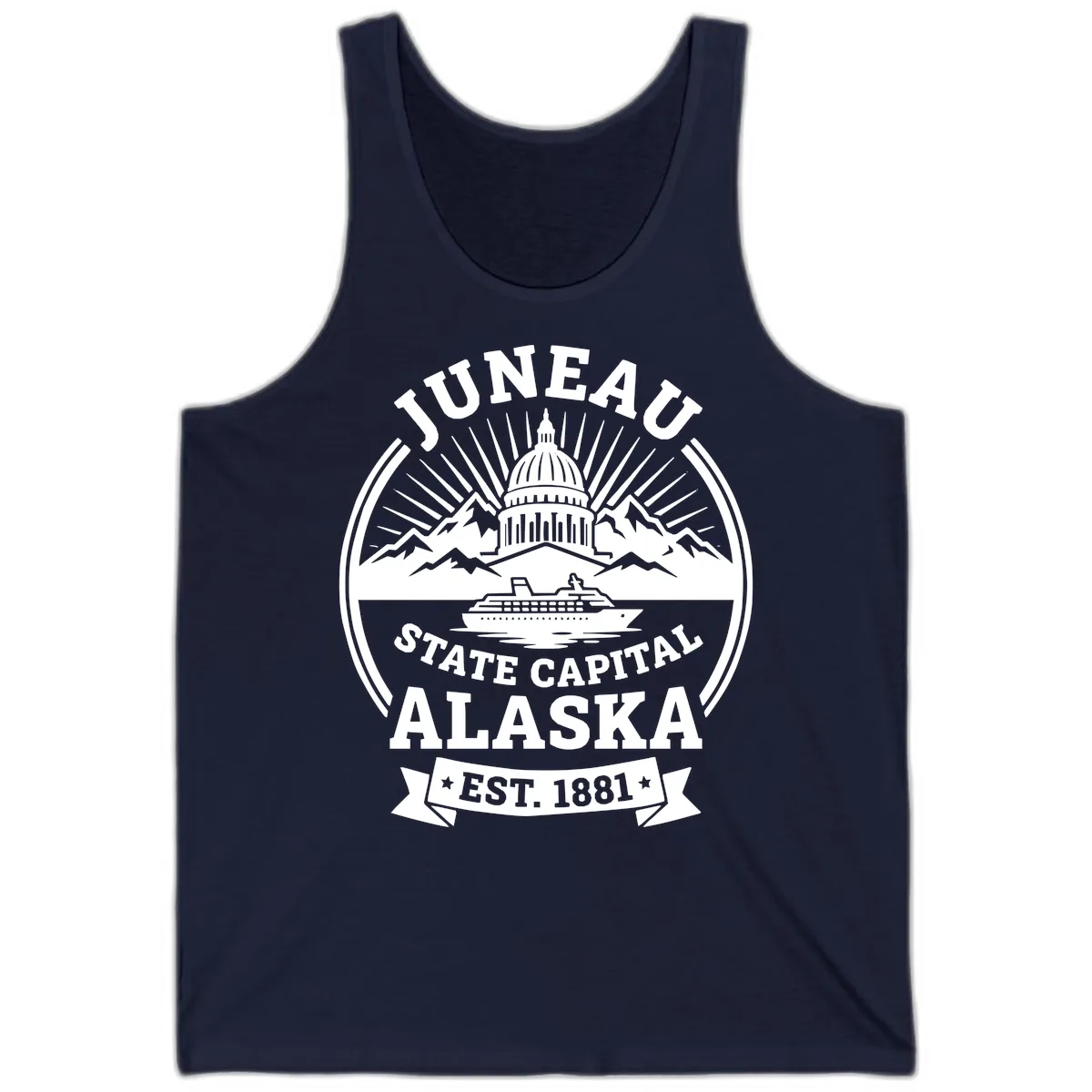 Juneau State Capital Alaska Cruise Badge Tank in Navy