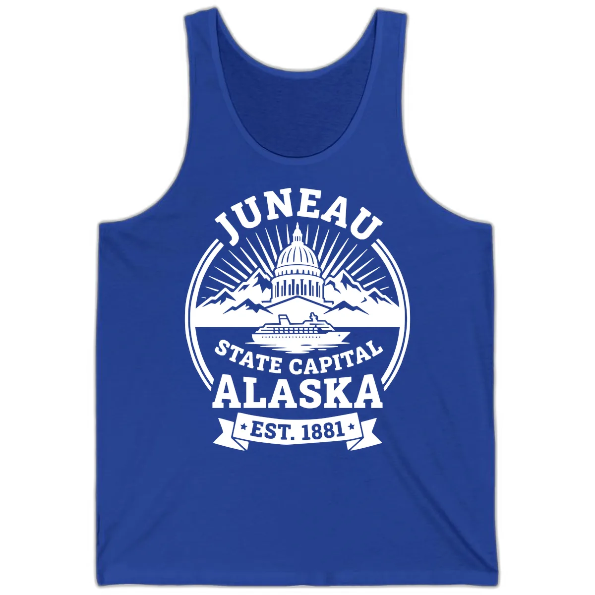 Juneau State Capital Alaska Cruise Badge Tank in True Royal