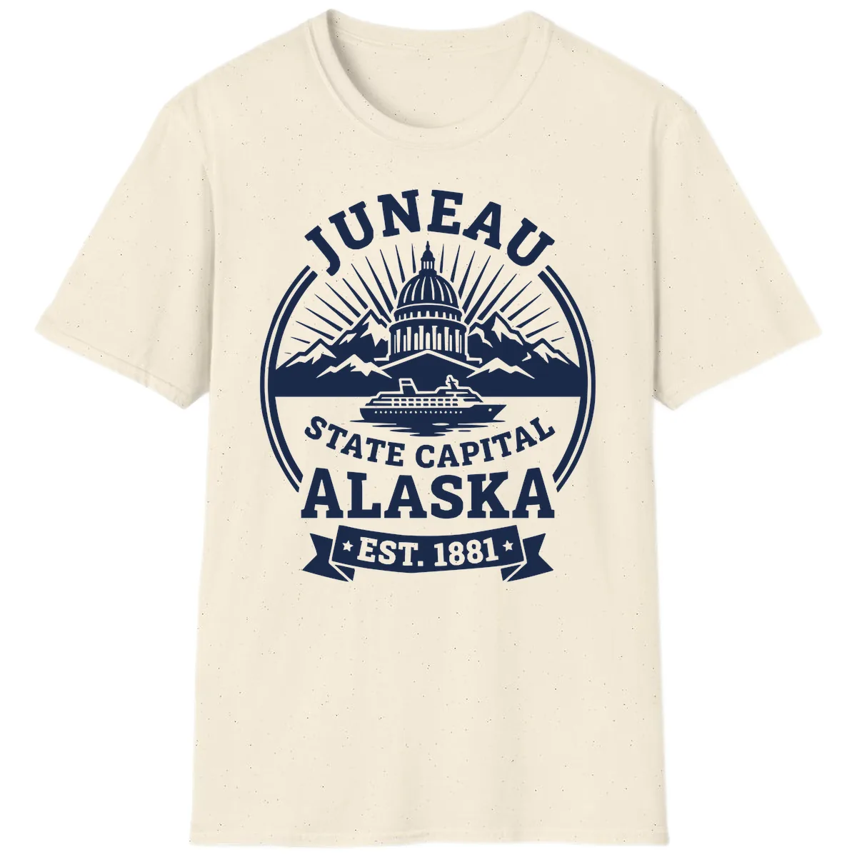 Juneau State Capital Alaska Cruise Badge T-Shirt in Natural