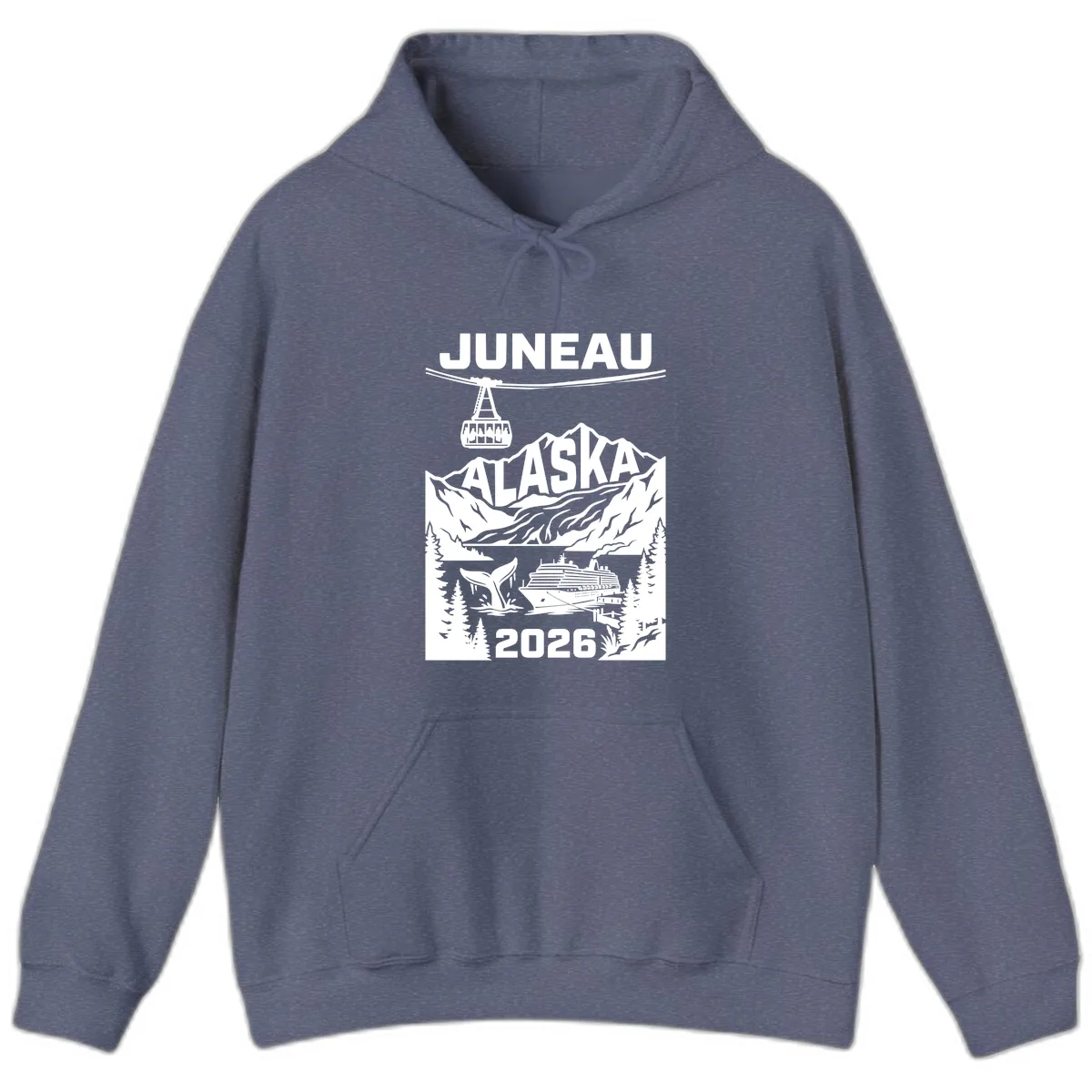 Alaska Cruise Adventure Design Hoodie in Heather Navy