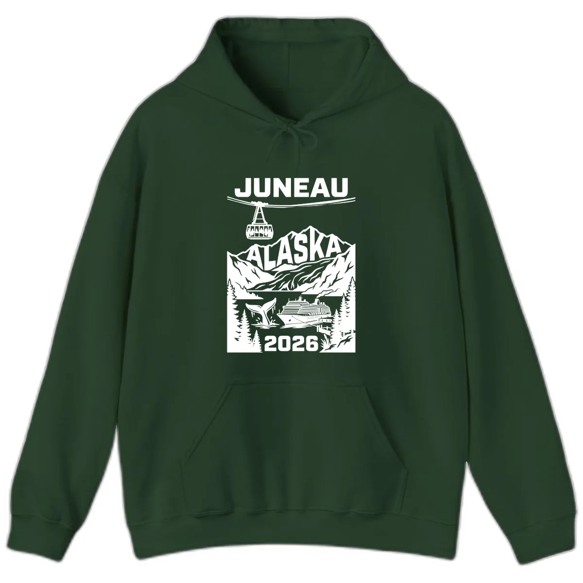 Alaska Cruise Adventure Design Hoodie in Forest Green