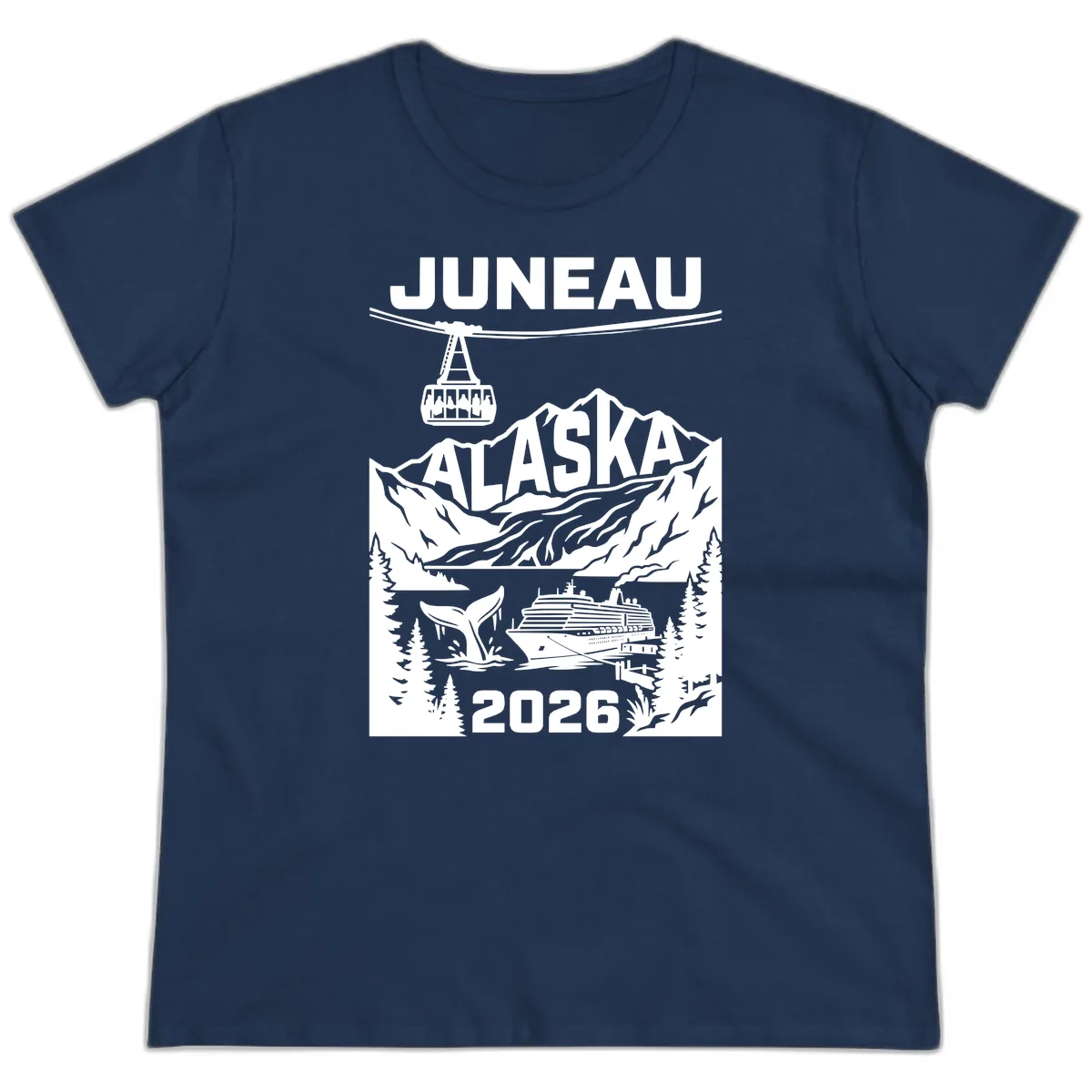 Alaska Cruise Adventure Design Ladies Tee in Navy