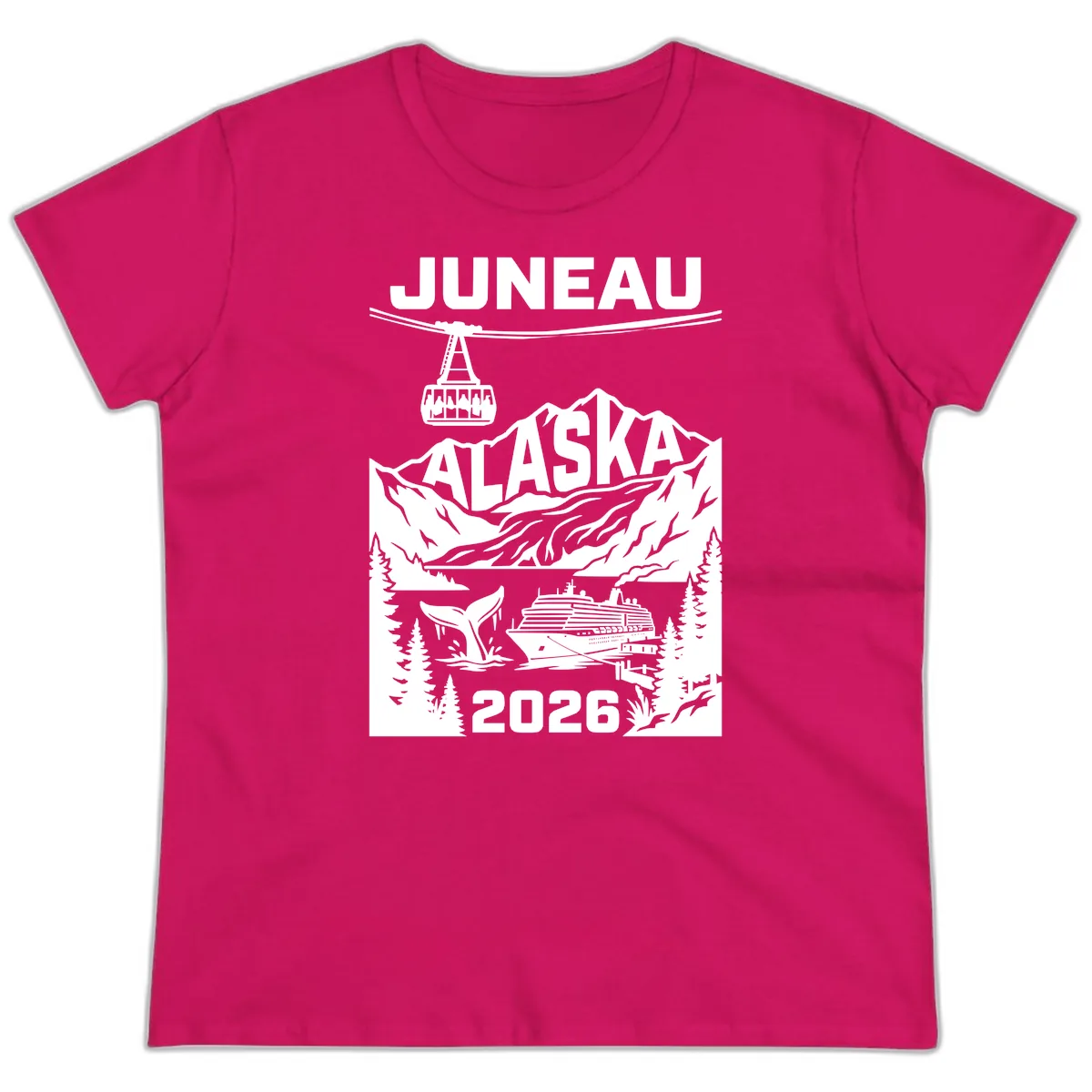 Alaska Cruise Adventure Design Ladies Tee in Heliconia