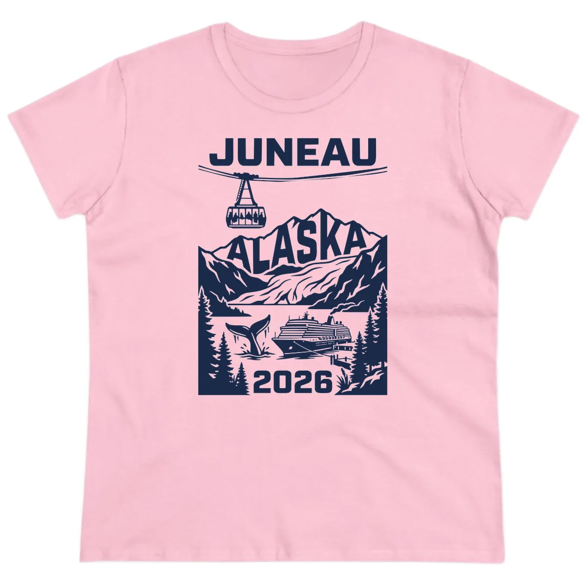 Alaska Cruise Adventure Design Ladies Tee in Light Pink