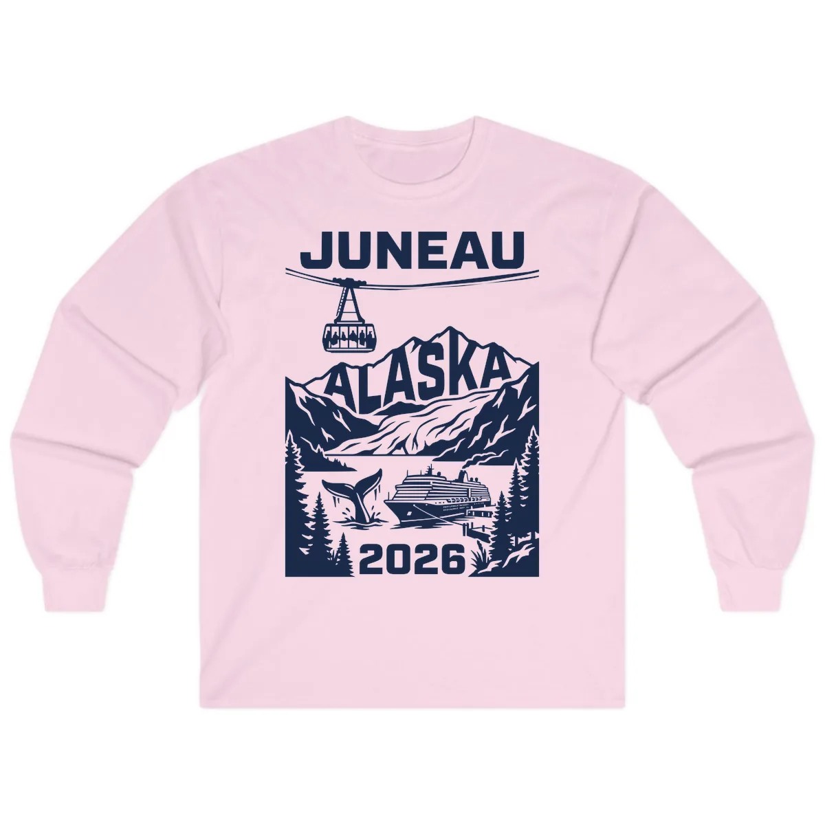 Alaska Cruise Adventure Design Long Sleeve in Light Pink