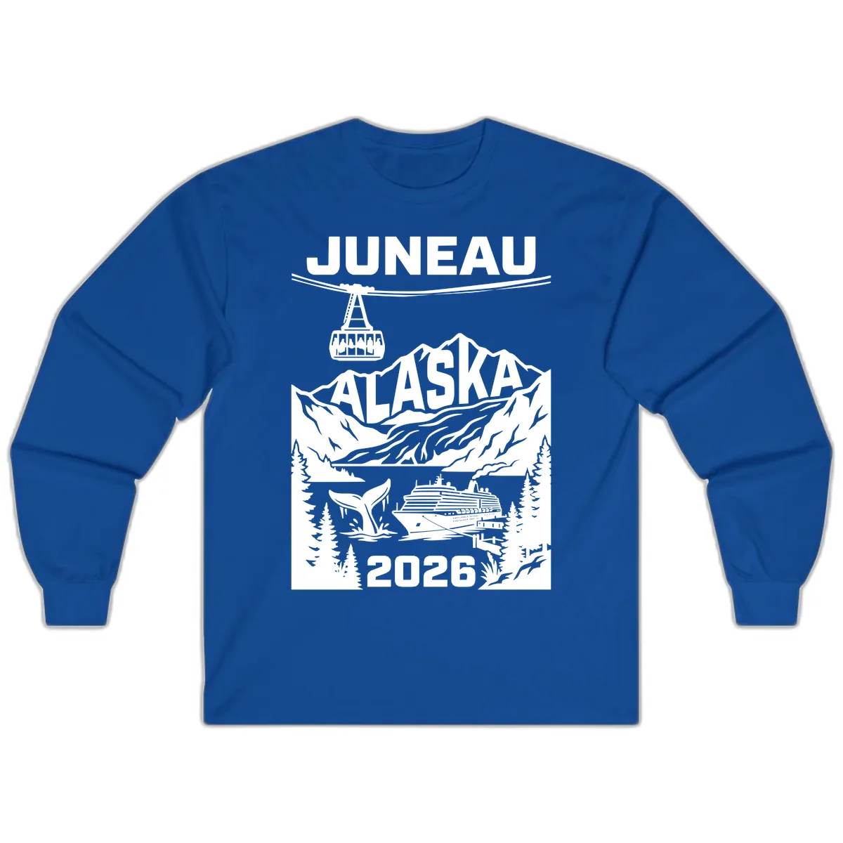 Alaska Cruise Adventure Design Long Sleeve in Royal