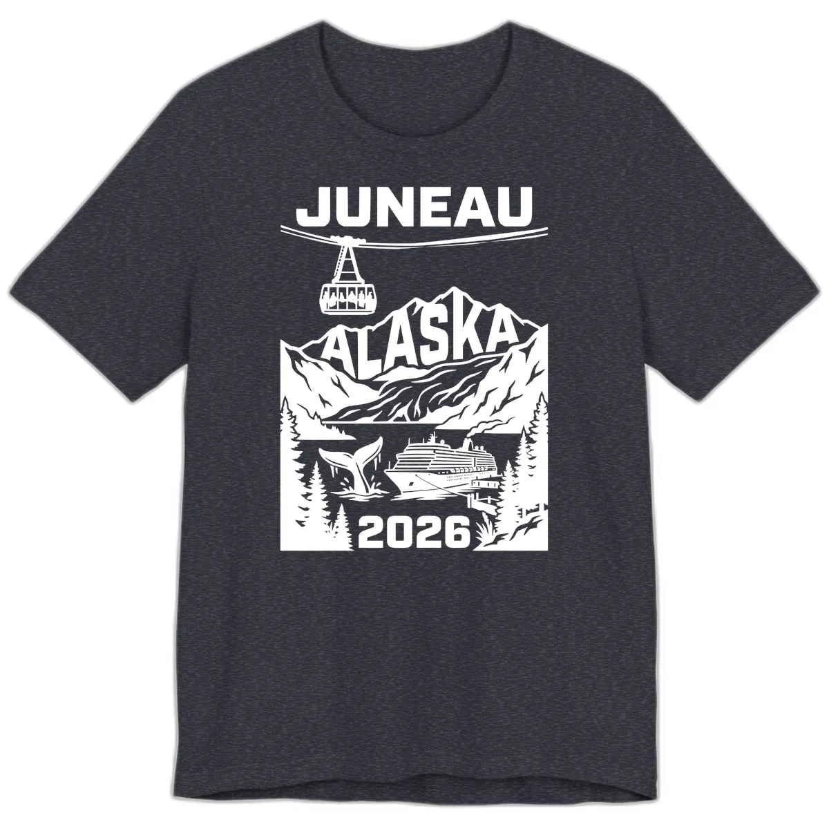 Alaska Cruise Adventure Design Premium T-Shirt in Heather Navy