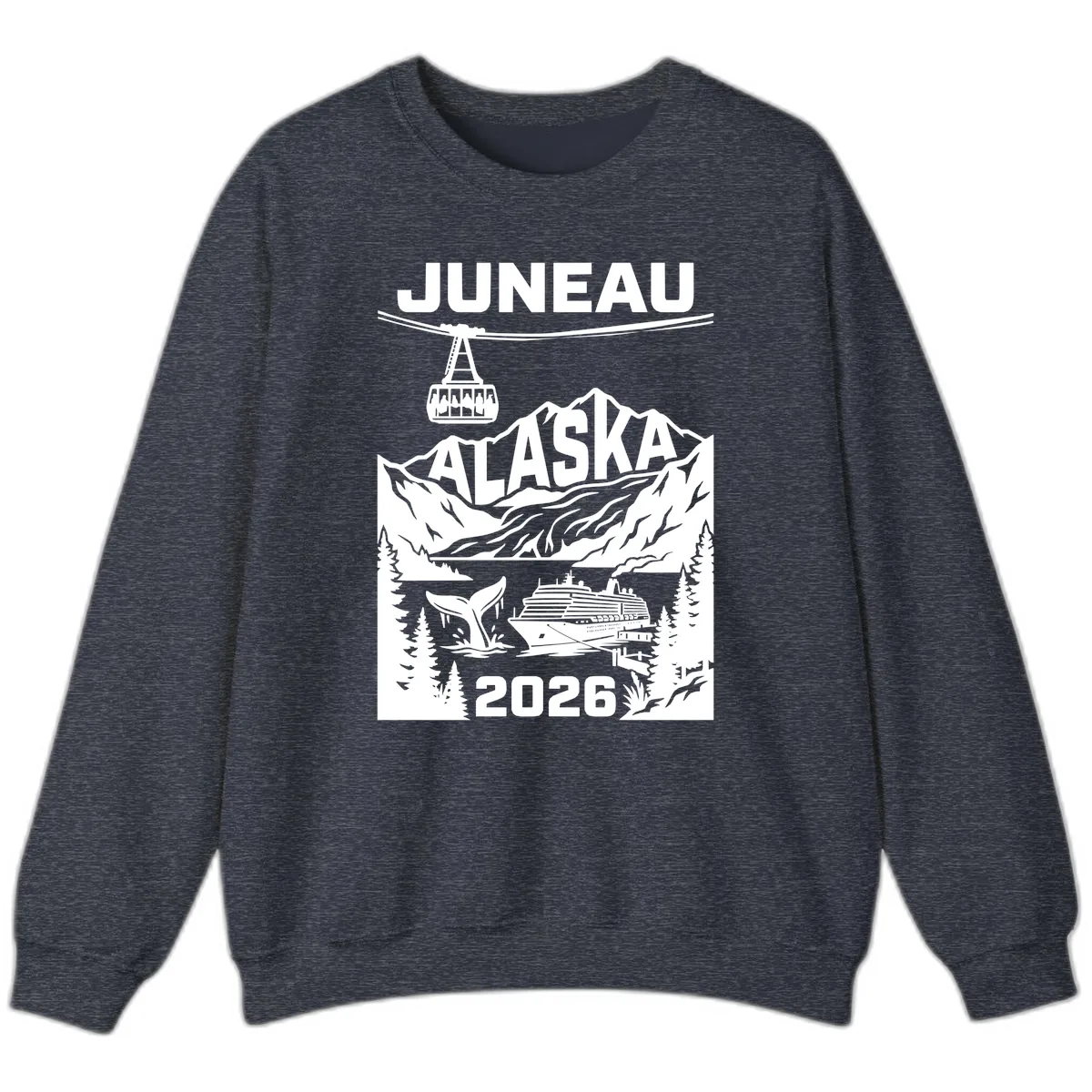 Alaska Cruise Adventure Design Sweatshirt in Heather Sport Dark Navy