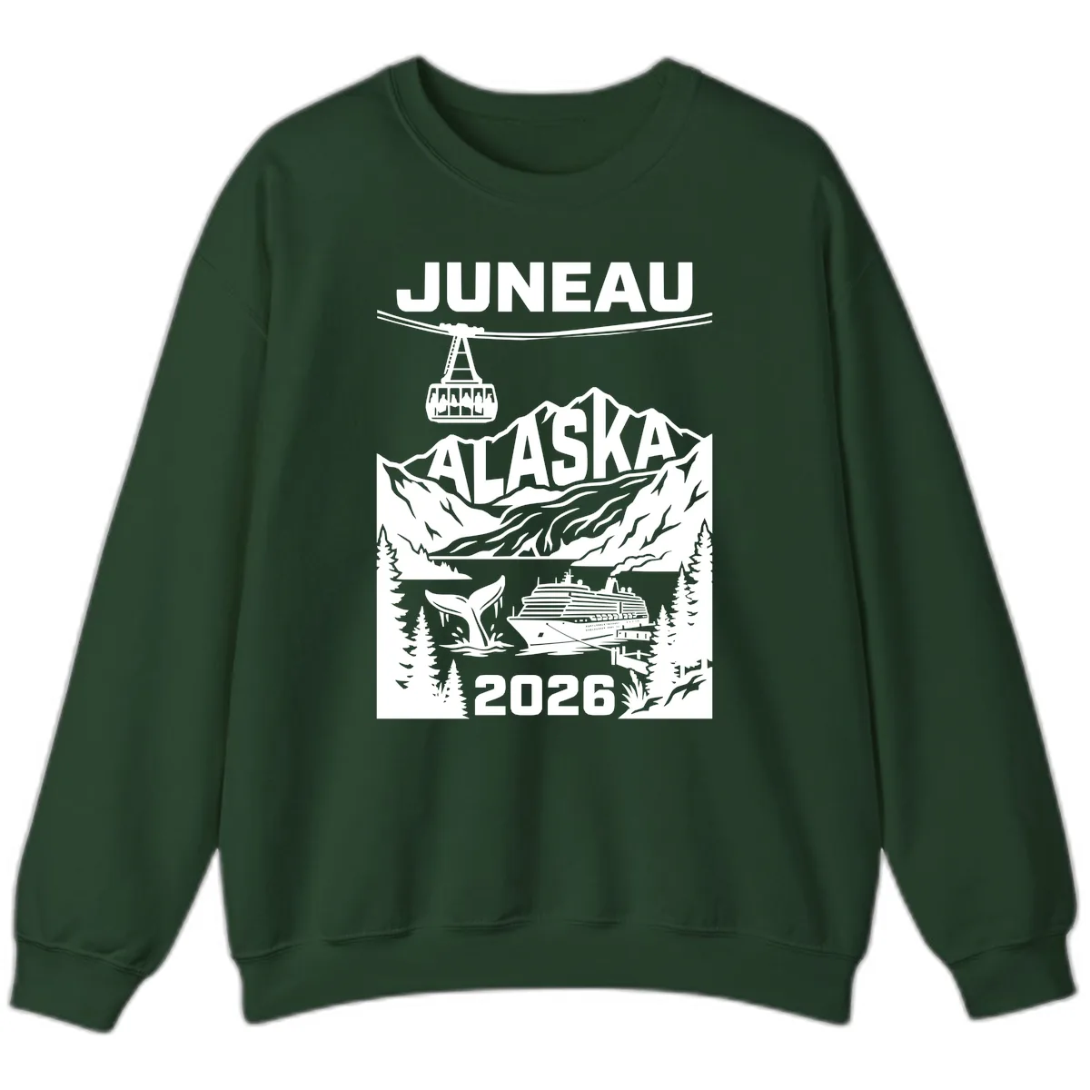 Alaska Cruise Adventure Design Sweatshirt in Forest Green