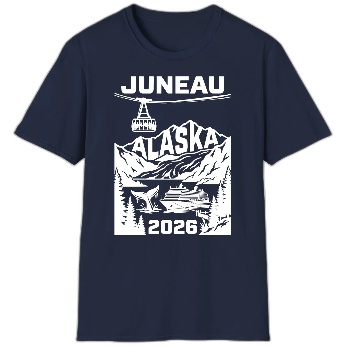 Alaska Cruise Adventure Design T-Shirt in Navy