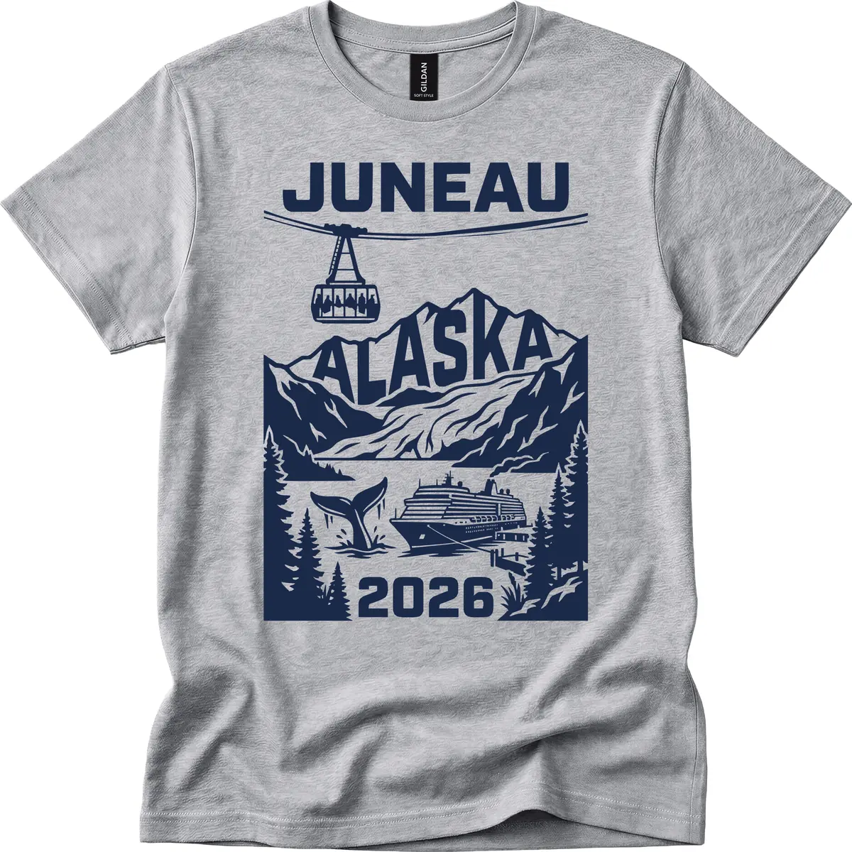 Alaska Cruise Adventure Design T-Shirt in Sport Grey