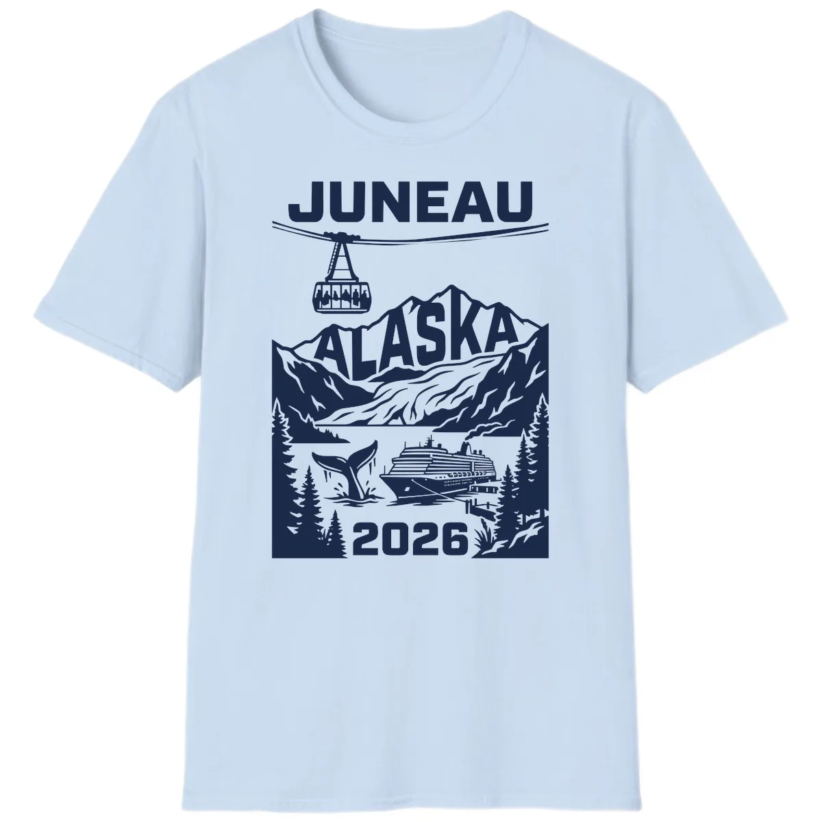 Alaska Cruise Adventure Design T-Shirt in Light Blue