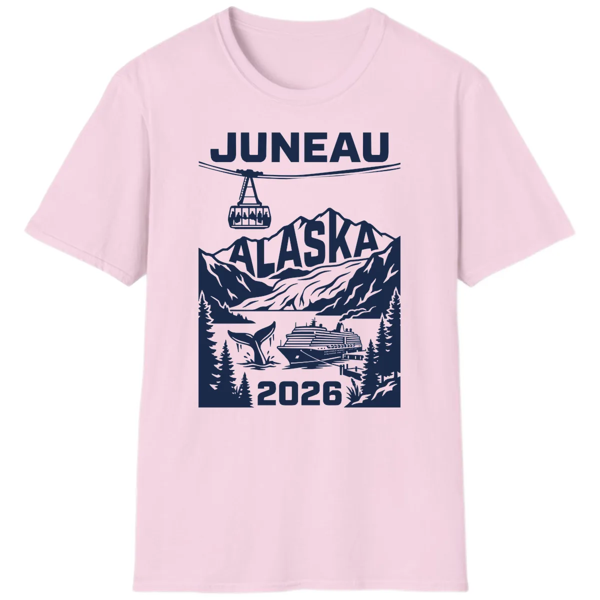 Alaska Cruise Adventure Design T-Shirt in Light Pink