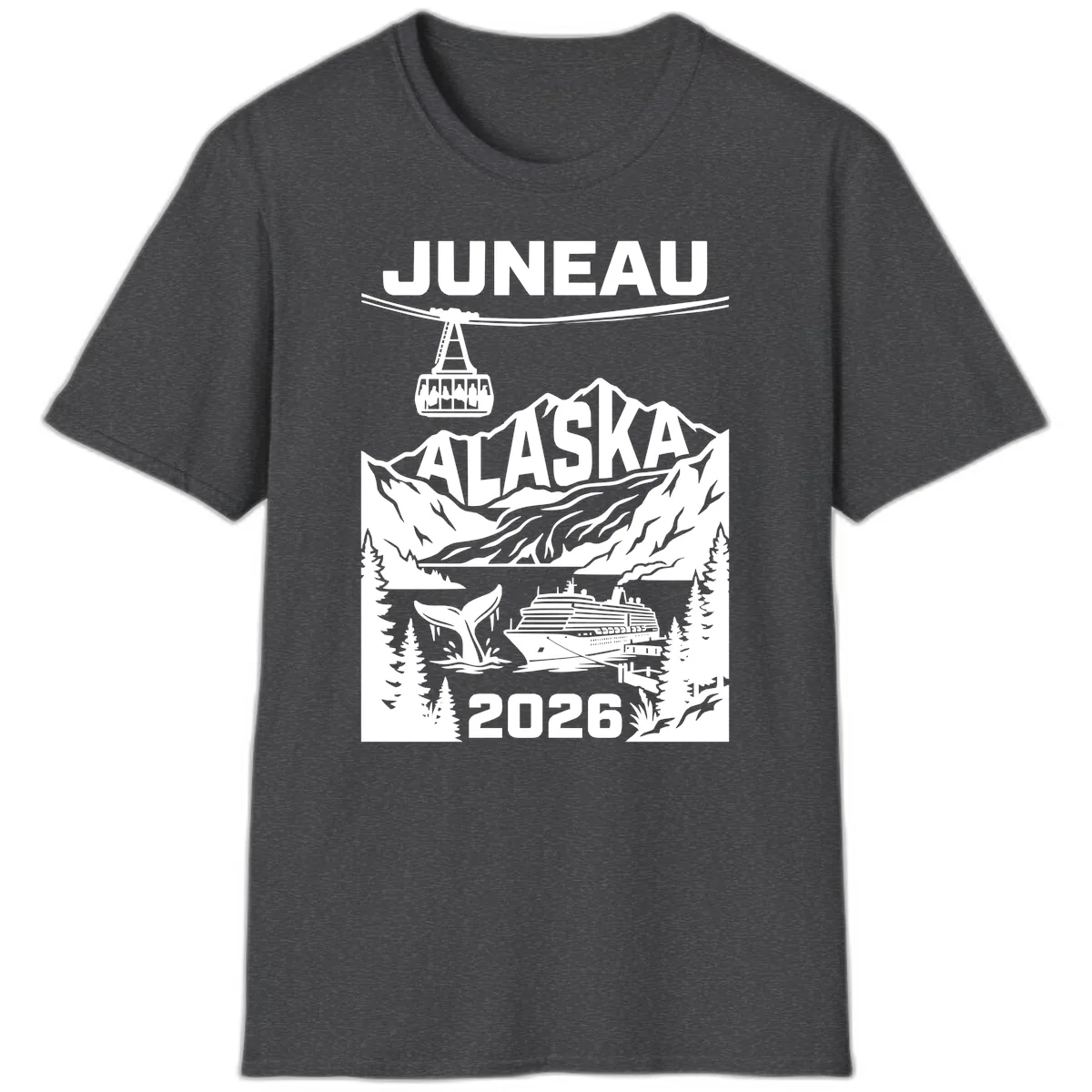 Alaska Cruise Adventure Design T-Shirt in Dark Heather