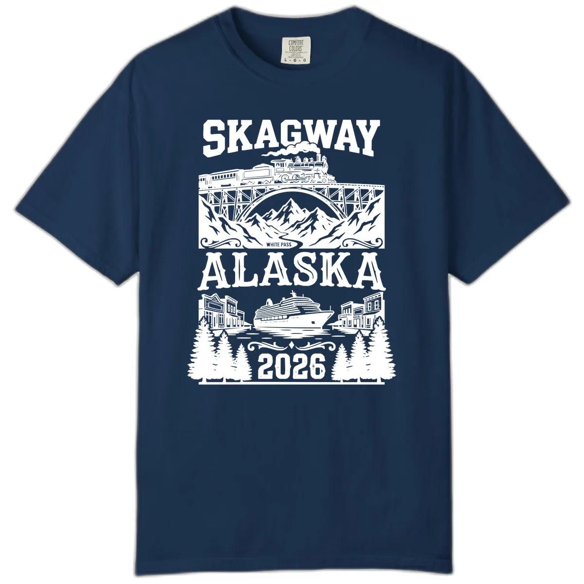 Skagway Alaska 2026 Cruise Adventure Comfort Color in Navy