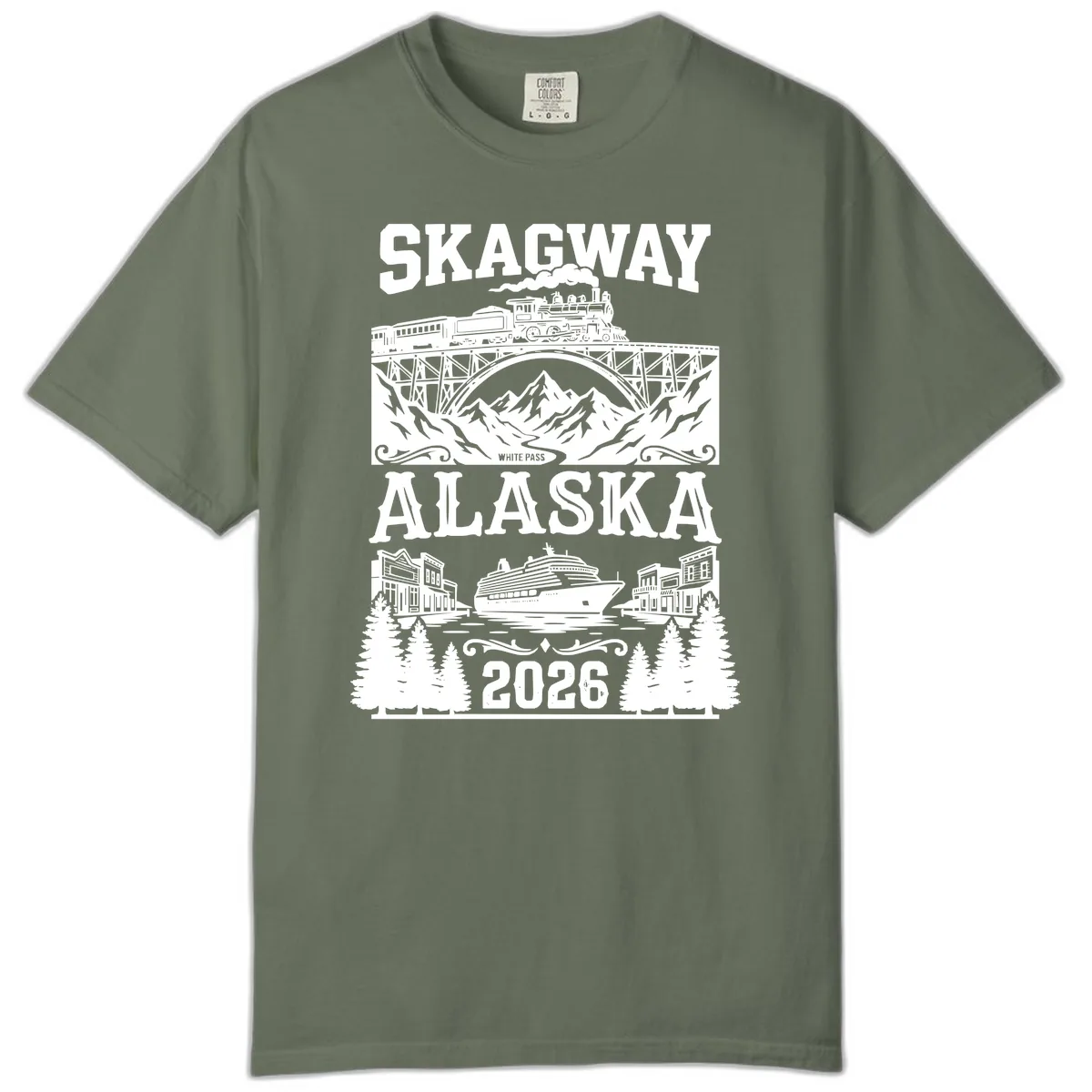 Skagway Alaska 2026 Cruise Adventure Comfort Color in Moss