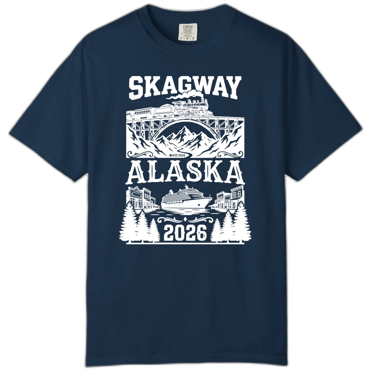 Skagway Alaska 2026 Cruise Adventure Comfort Color in True Navy