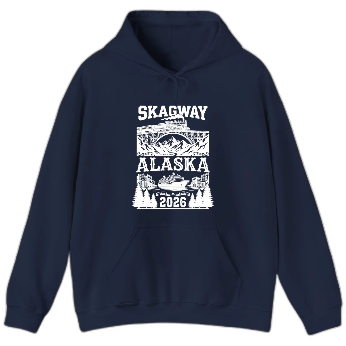Skagway Alaska 2026 Cruise Adventure Hoodie in Navy