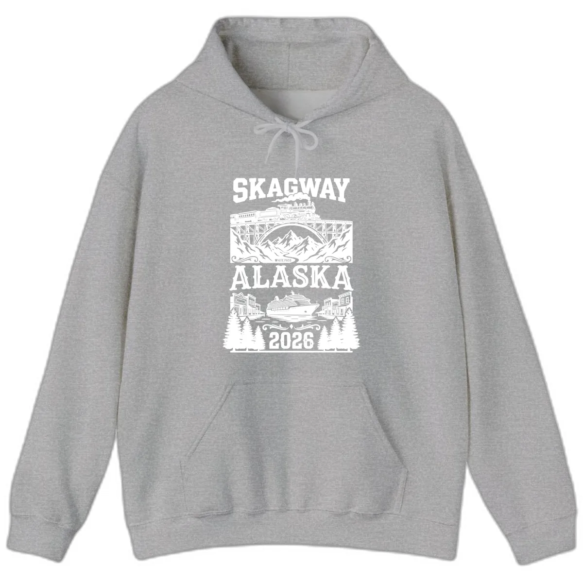 Skagway Alaska 2026 Cruise Adventure Hoodie in Sport Grey