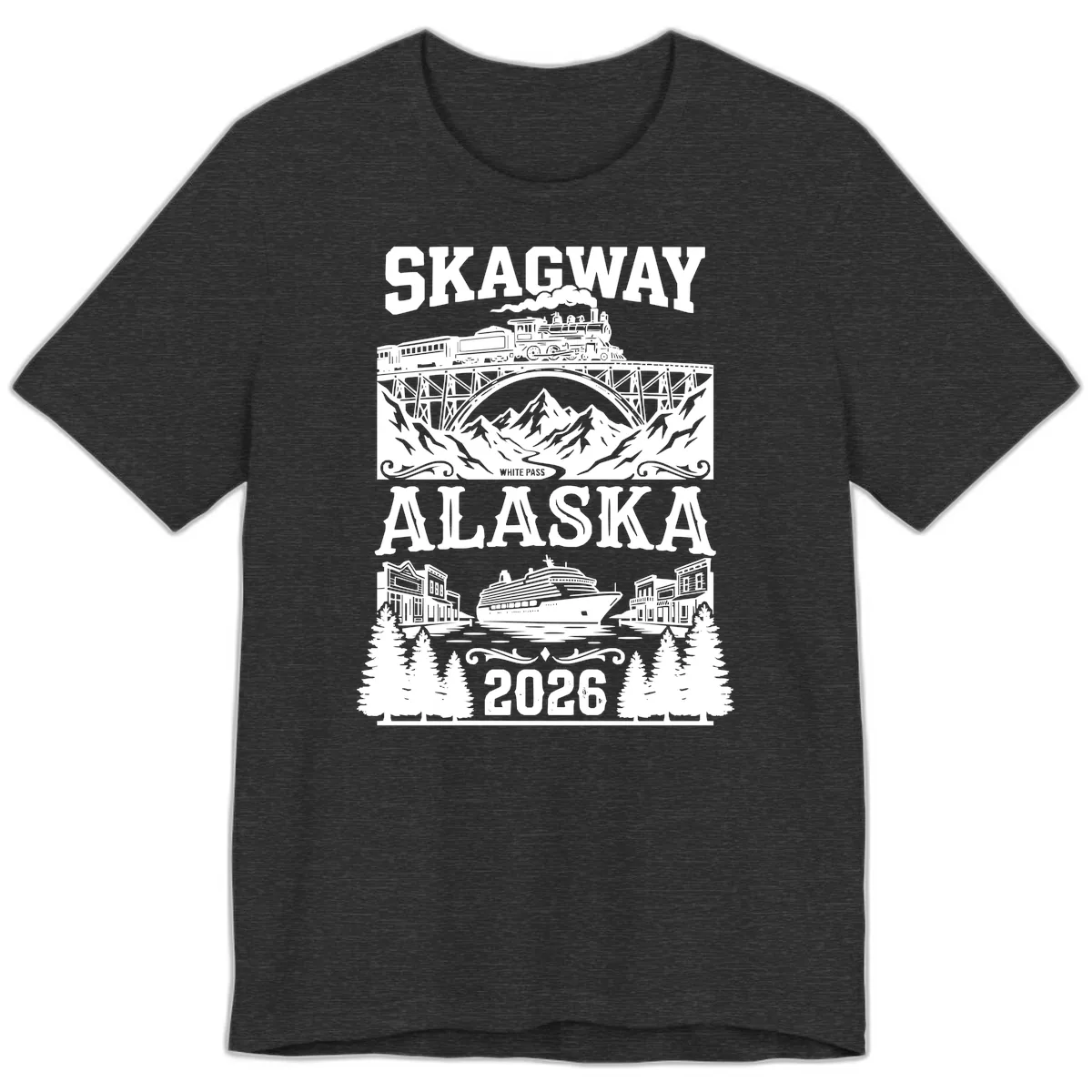 Skagway Alaska 2026 Cruise Adventure Premium T-Shirt in Dark Grey Heather