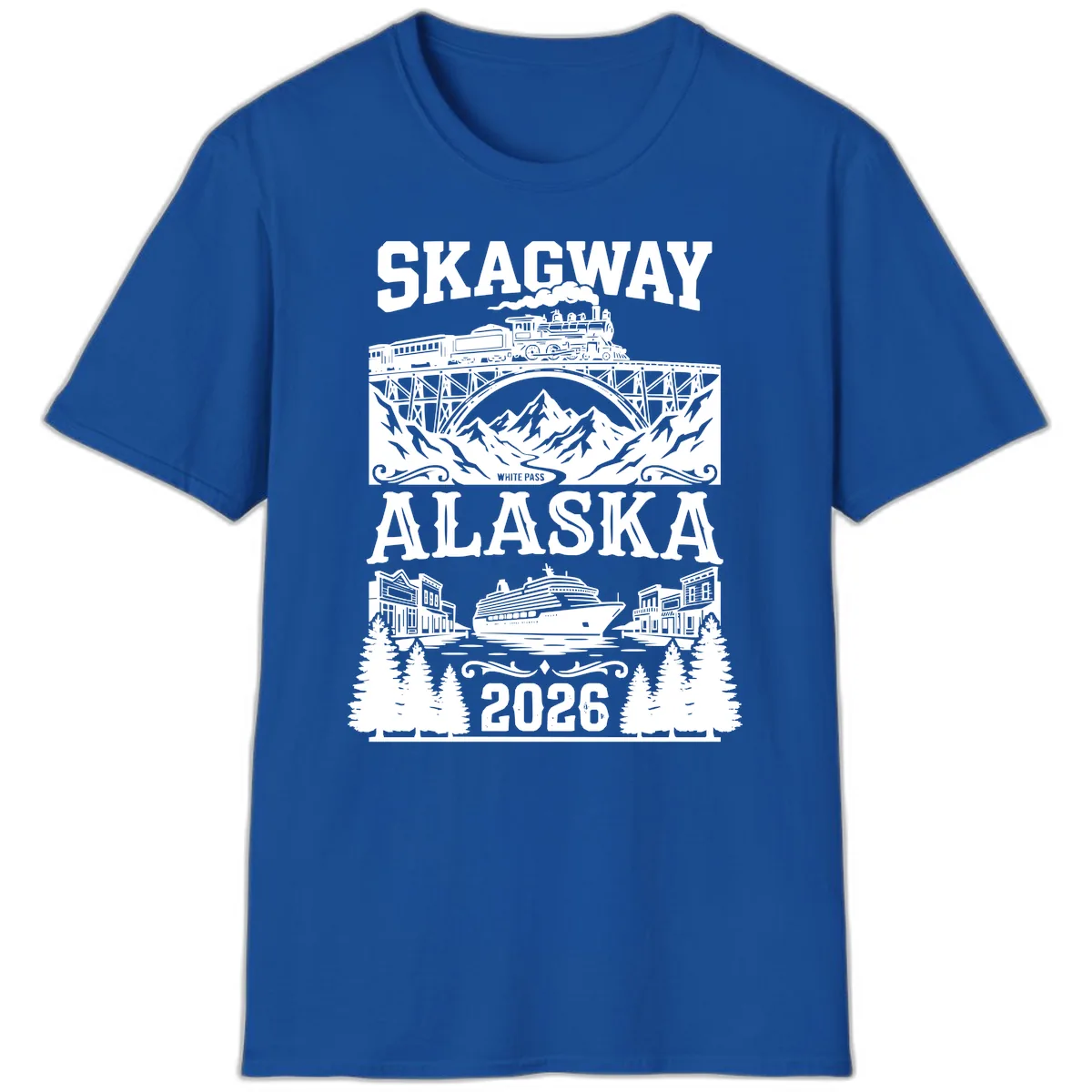 Skagway Alaska 2026 Cruise Adventure T-Shirt in Royal