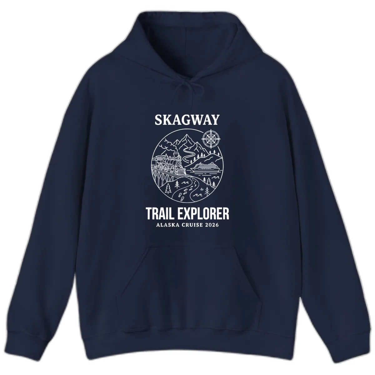 Skagway Trail Explorer Alaska Cruise Hoodie in Navy