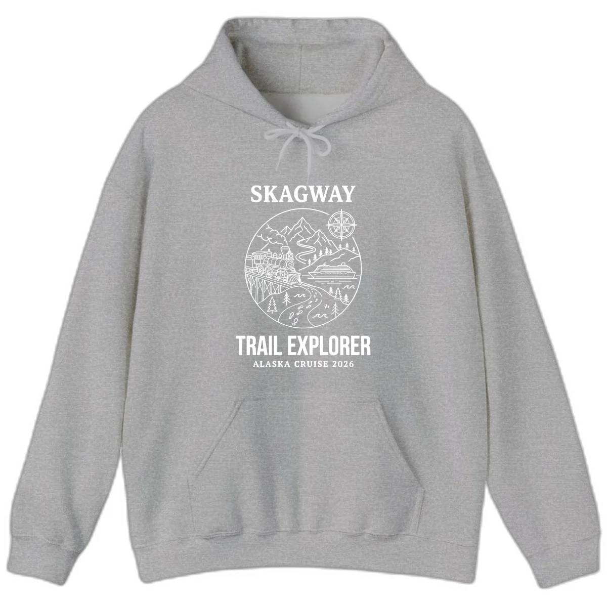 Skagway Trail Explorer Alaska Cruise Hoodie in Sport Grey