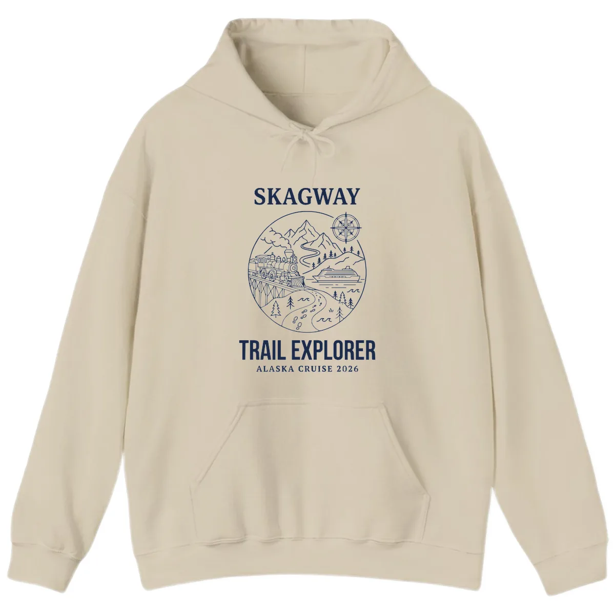 Skagway Trail Explorer Alaska Cruise Hoodie in Sand