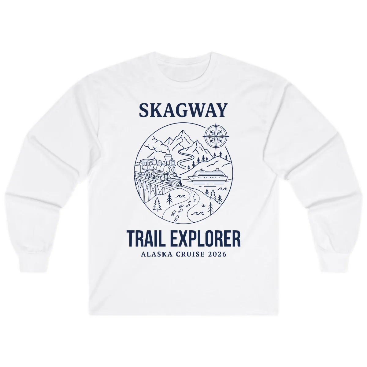 Skagway Trail Explorer Alaska Cruise Long Sleeve in White