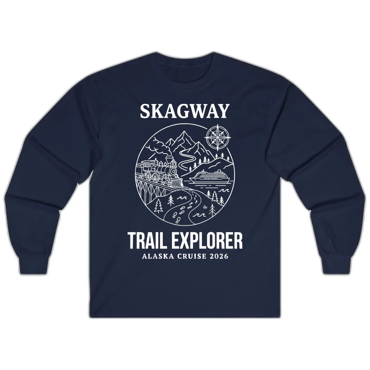 Skagway Trail Explorer Alaska Cruise Long Sleeve in Navy