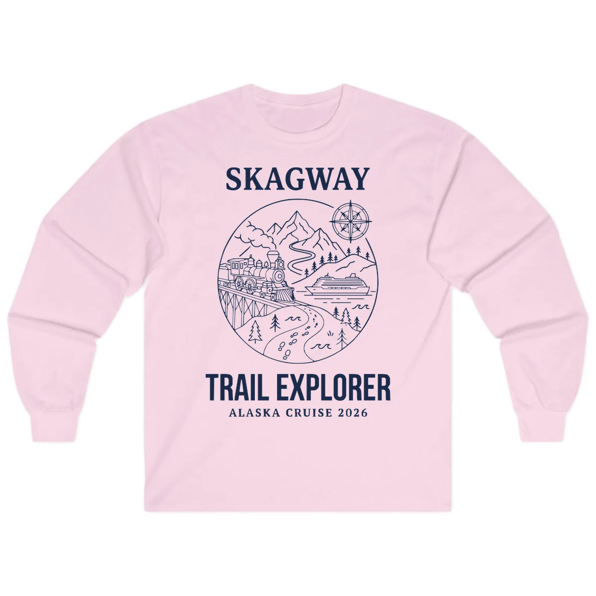 Skagway Trail Explorer Alaska Cruise Long Sleeve in Light Pink