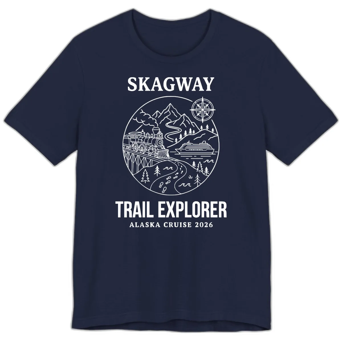 Skagway Trail Explorer Alaska Cruise Premium T-Shirt in Navy