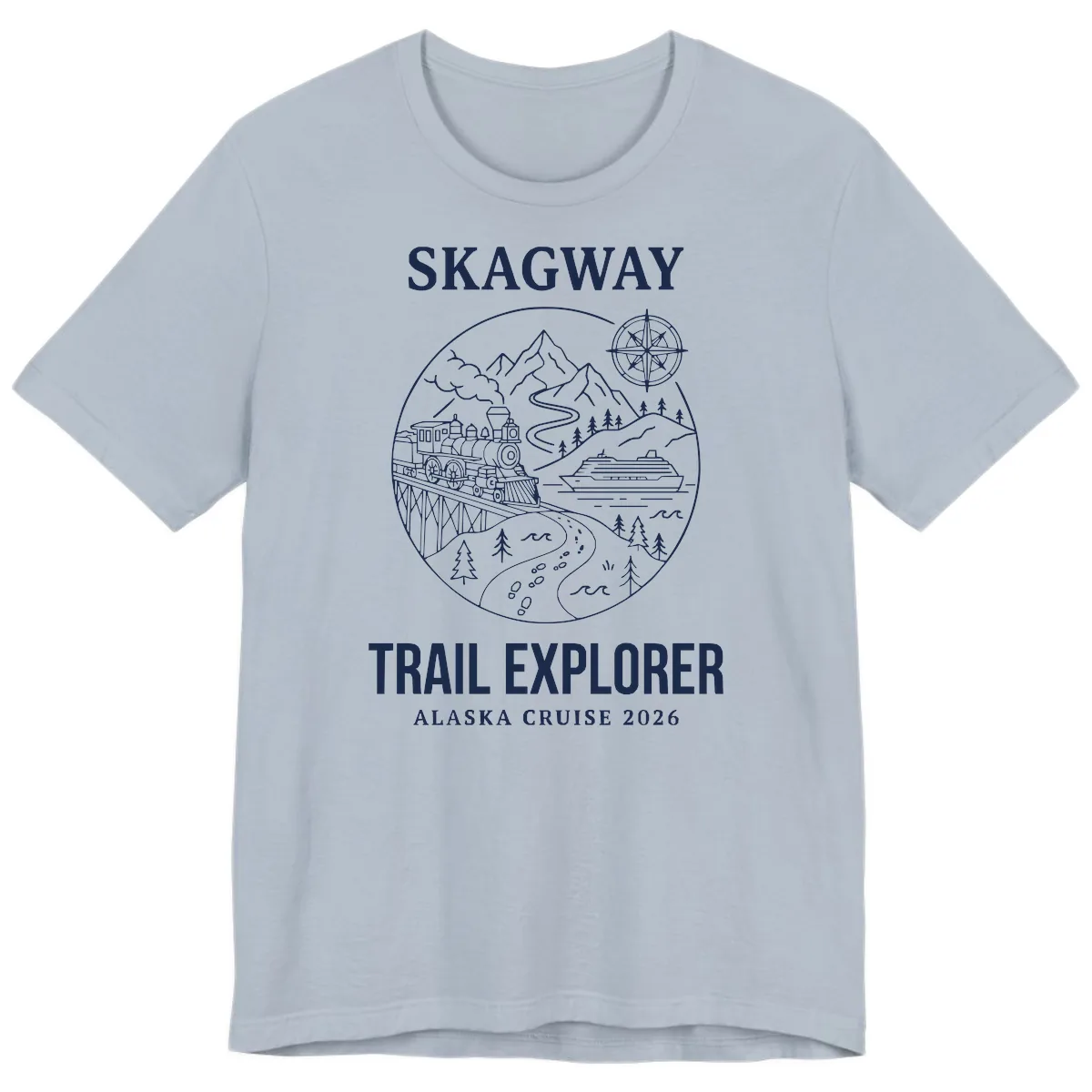 Skagway Trail Explorer Alaska Cruise Premium T-Shirt in Light Blue