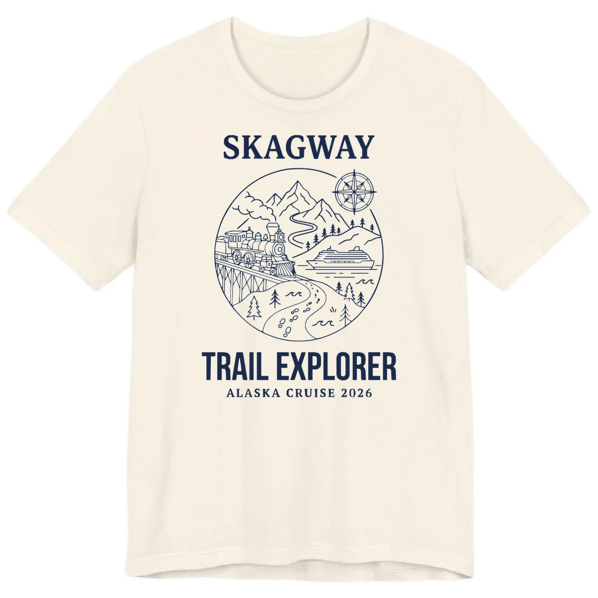 Skagway Trail Explorer Alaska Cruise Premium T-Shirt in Natural