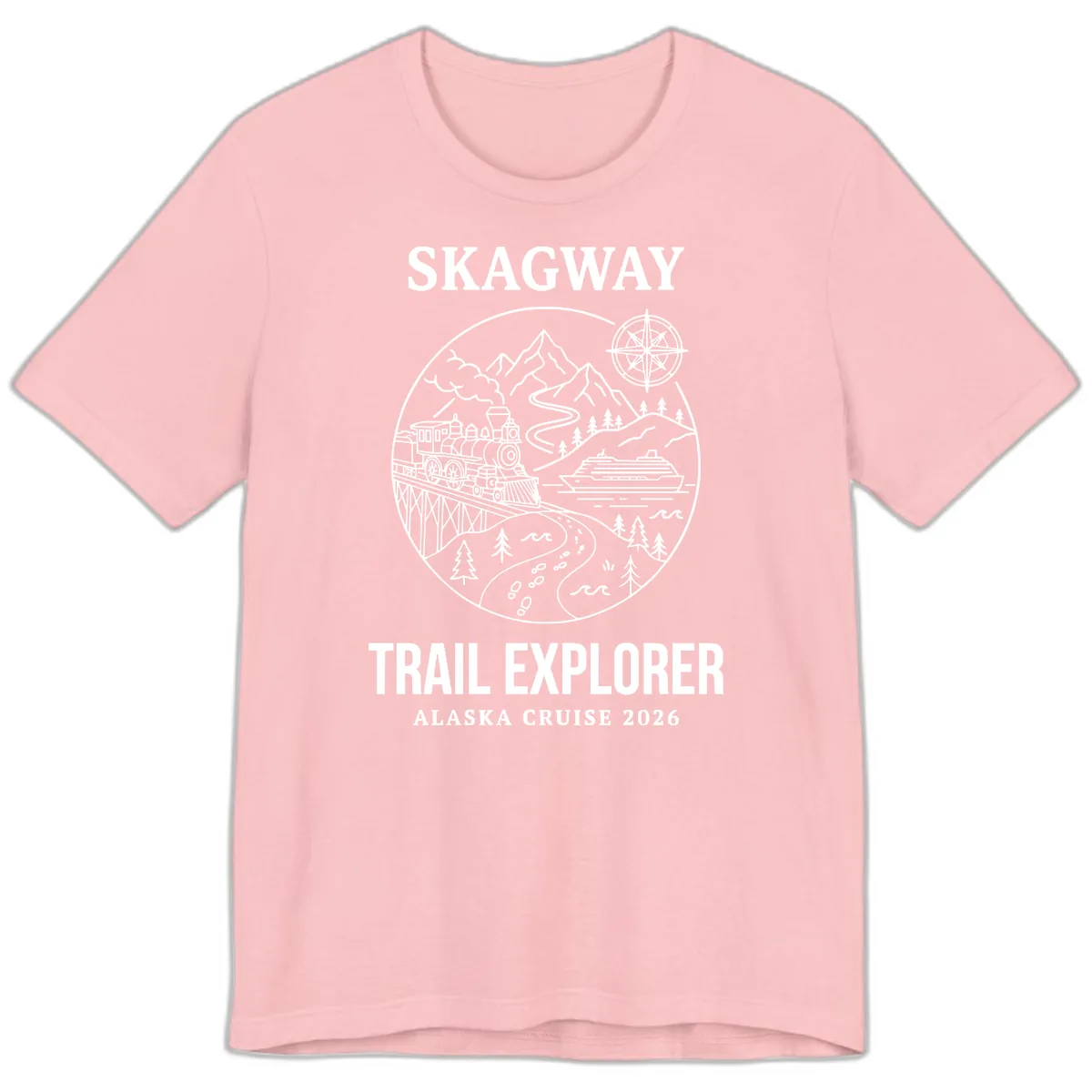 Skagway Trail Explorer Alaska Cruise Premium T-Shirt in Pink