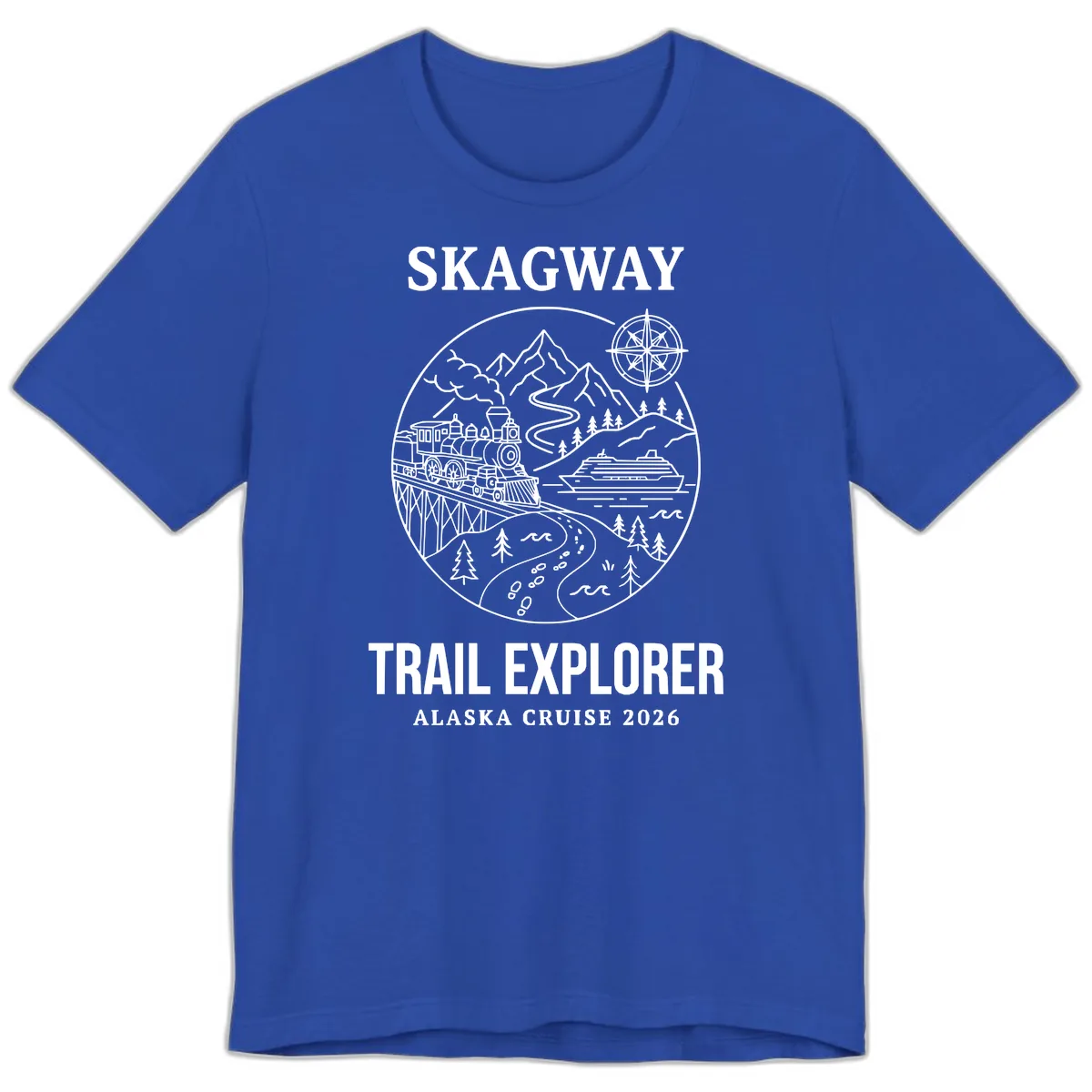 Skagway Trail Explorer Alaska Cruise Premium T-Shirt in True Royal