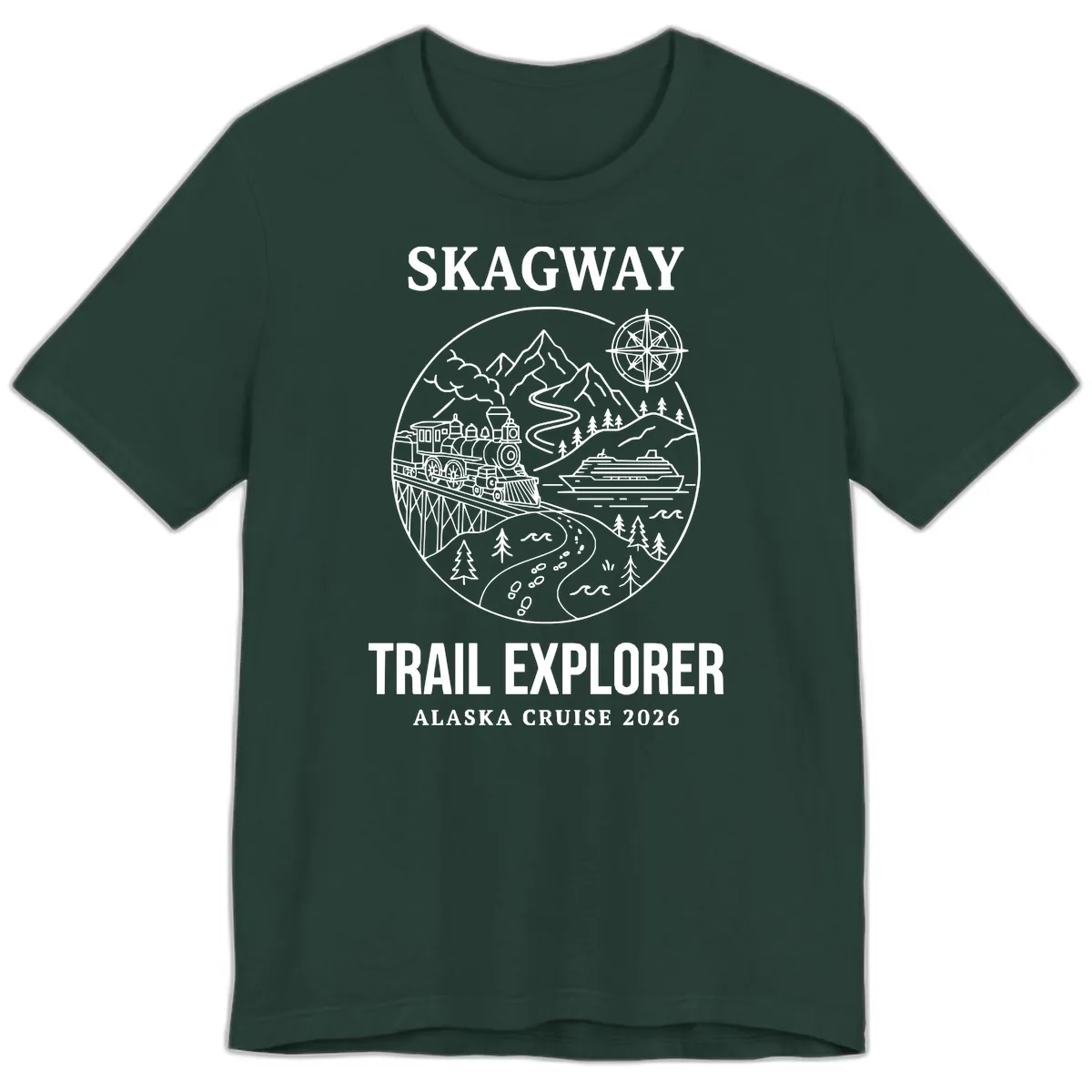 Skagway Trail Explorer Alaska Cruise Premium T-Shirt in Forest