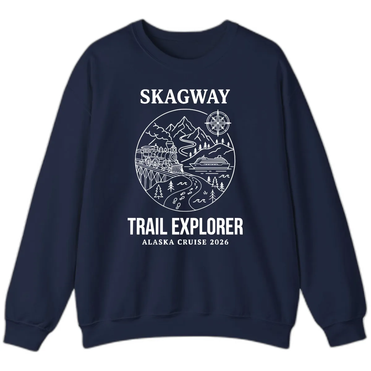 Skagway Trail Explorer Alaska Cruise Sweatshirt in Navy