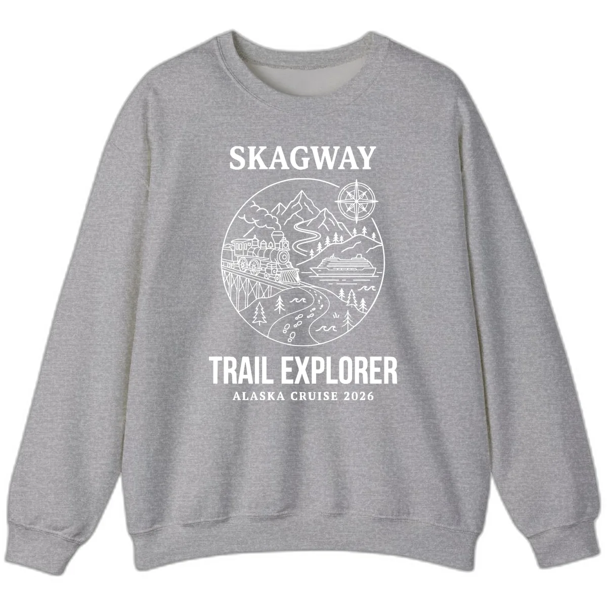 Skagway Trail Explorer Alaska Cruise Sweatshirt in Sport Grey