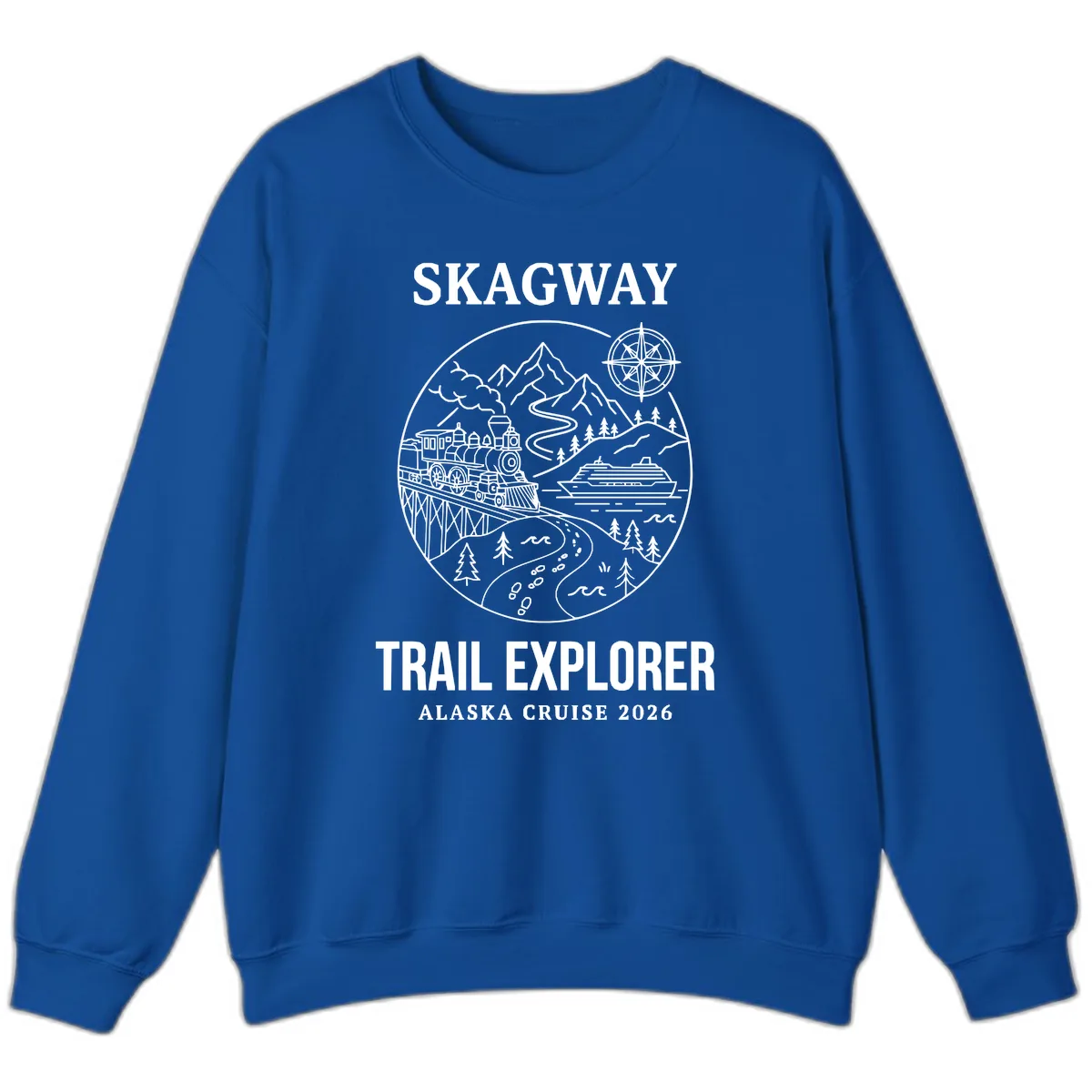 Skagway Trail Explorer Alaska Cruise Sweatshirt in Royal