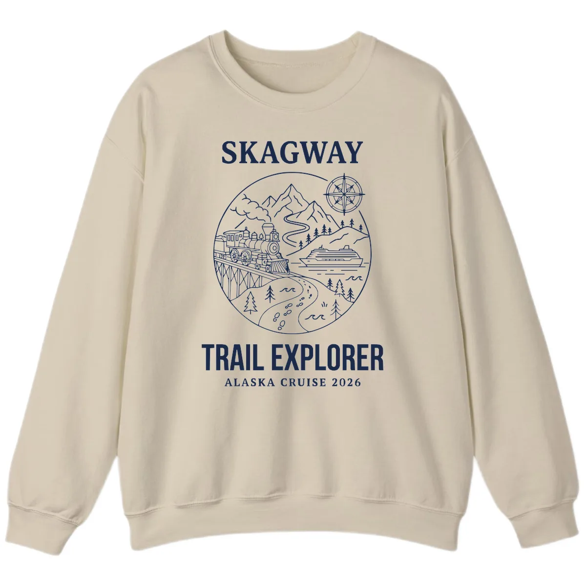 Skagway Trail Explorer Alaska Cruise Sweatshirt in Sand