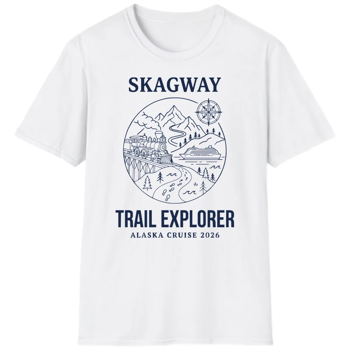 Skagway Trail Explorer Alaska Cruise T-Shirt in White