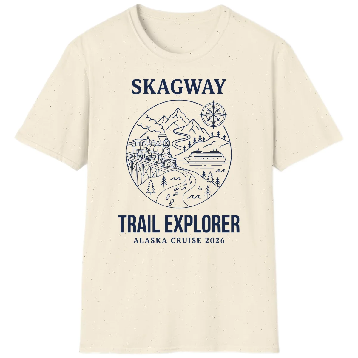 Skagway Trail Explorer Alaska Cruise T-Shirt in Natural