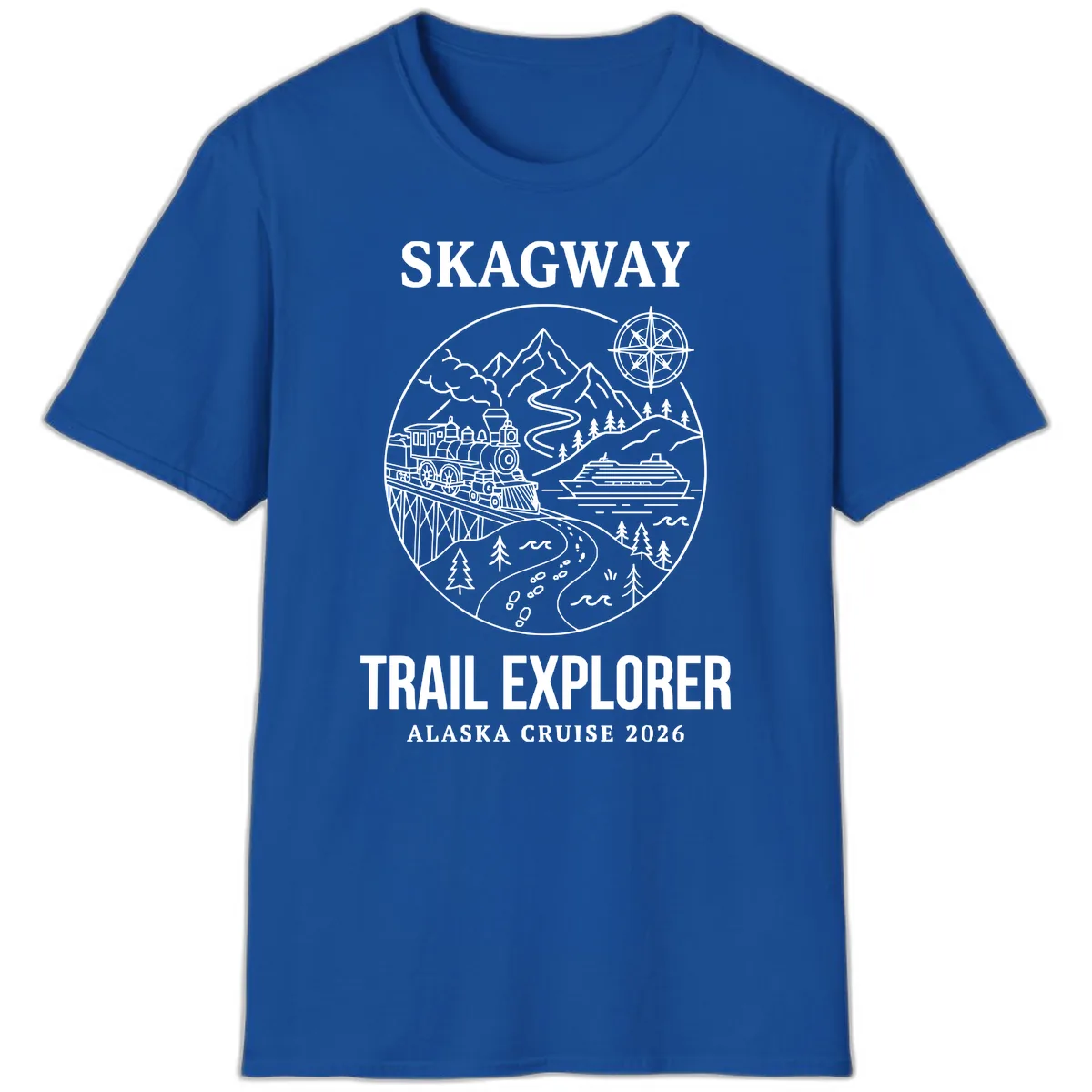 Skagway Trail Explorer Alaska Cruise T-Shirt in Royal