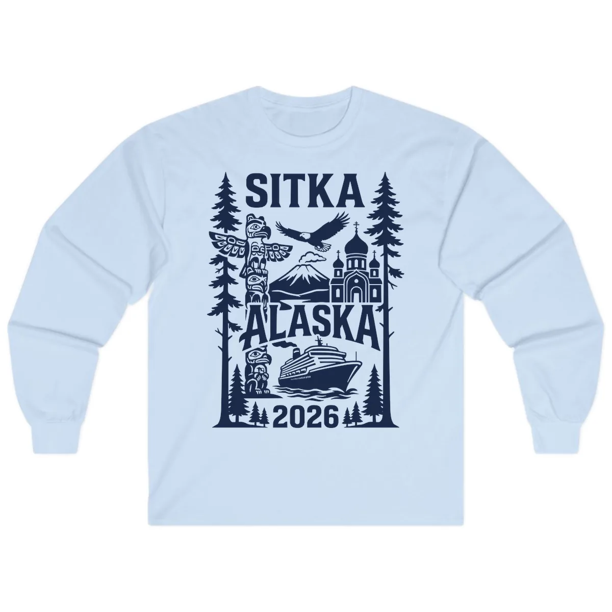 Sitka Alaska Cruise Heritage Long Sleeve in Light Blue
