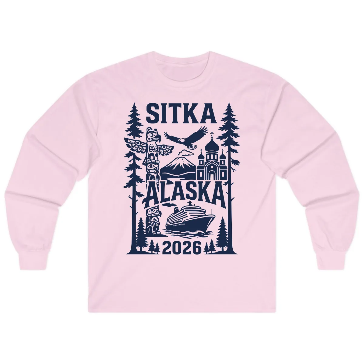 Sitka Alaska Cruise Heritage Long Sleeve in Light Pink