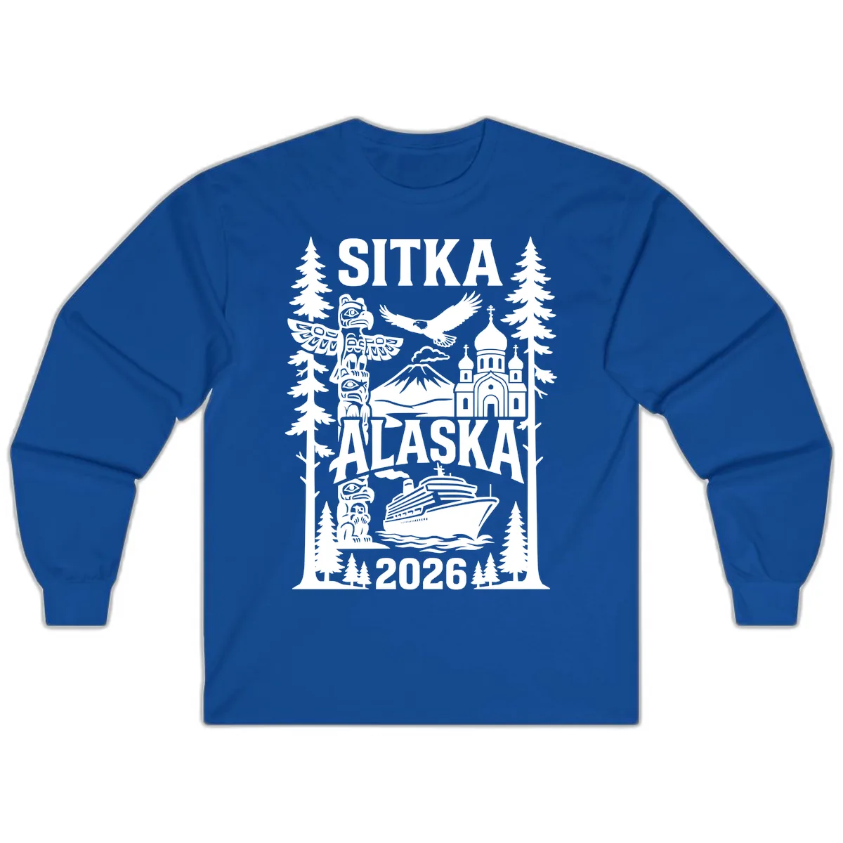 Sitka Alaska Cruise Heritage Long Sleeve in Royal