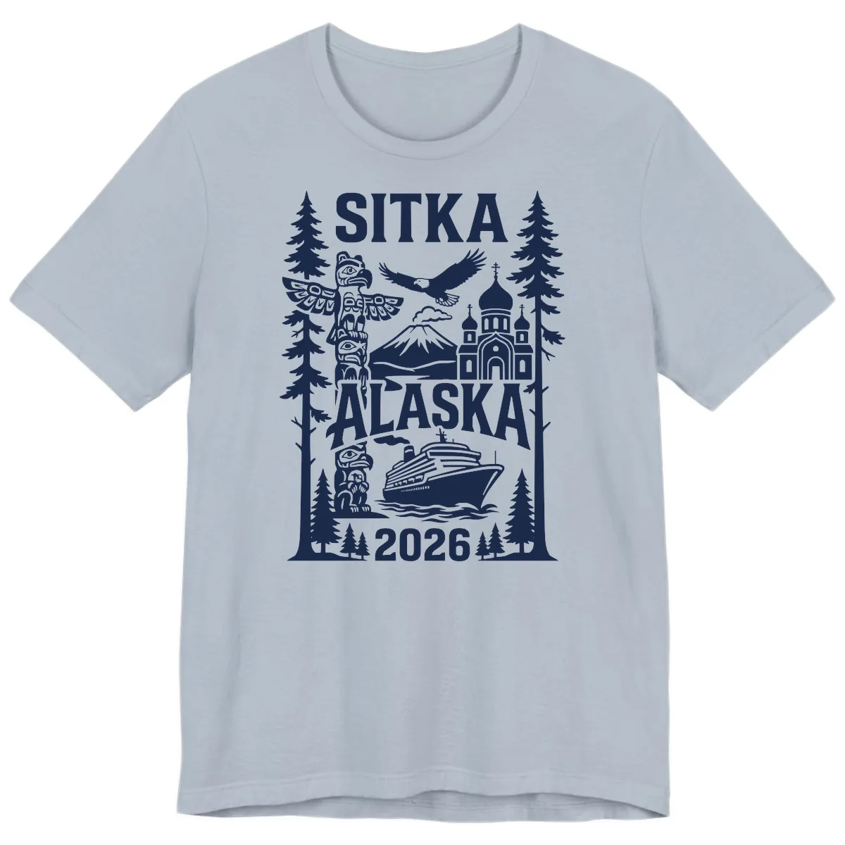 Sitka Alaska Cruise Heritage Premium T-Shirt in Light Blue