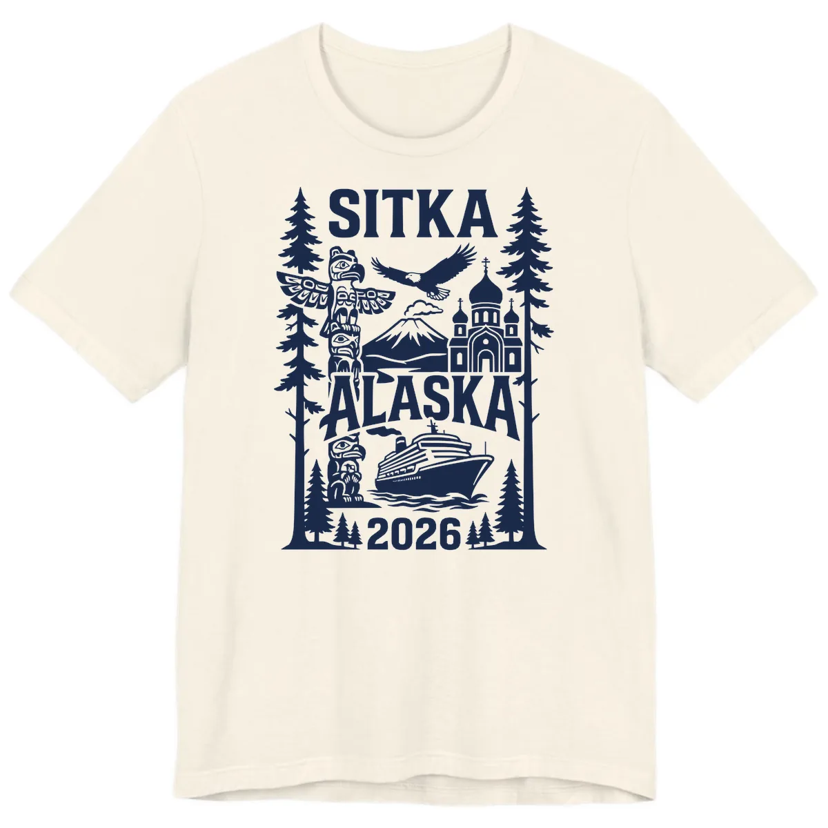 Sitka Alaska Cruise Heritage Premium T-Shirt in Natural